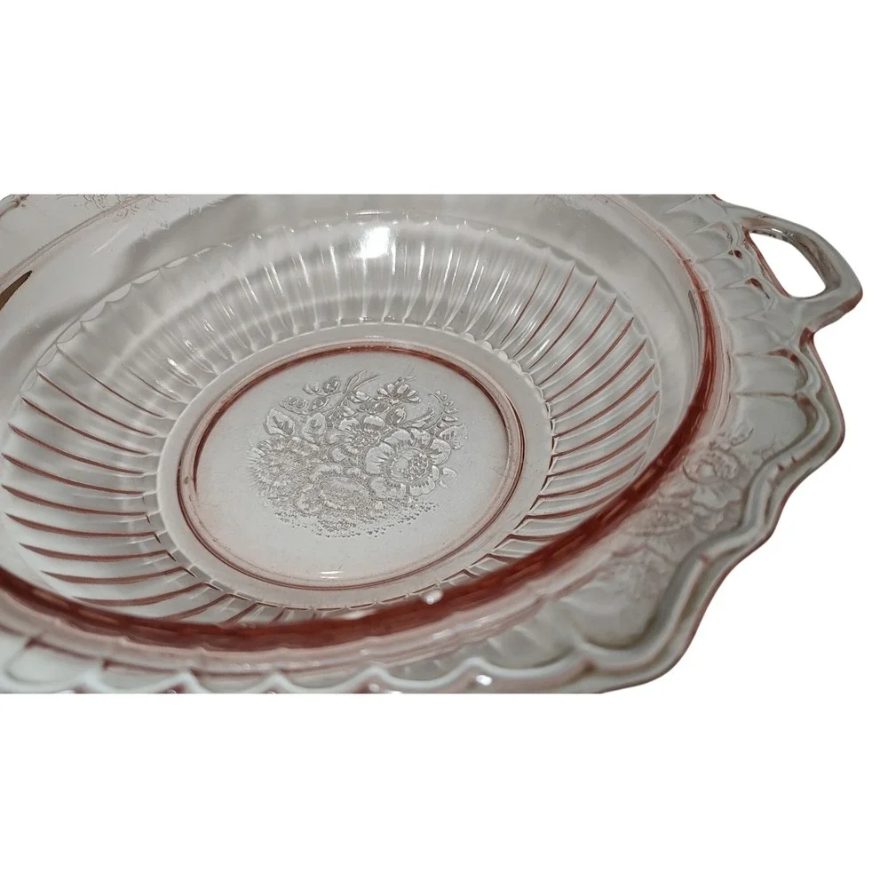 Vintage Anchor Hocking Serving Bowl Mayfair‎ Open Rose Pink Depression Glass